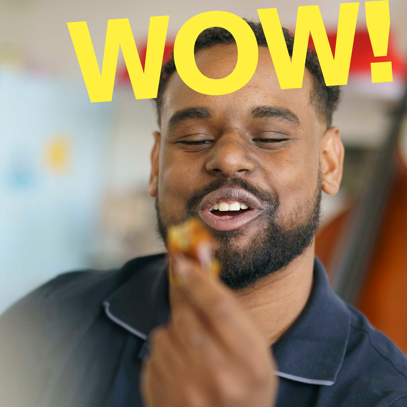 man tastes a fresh date