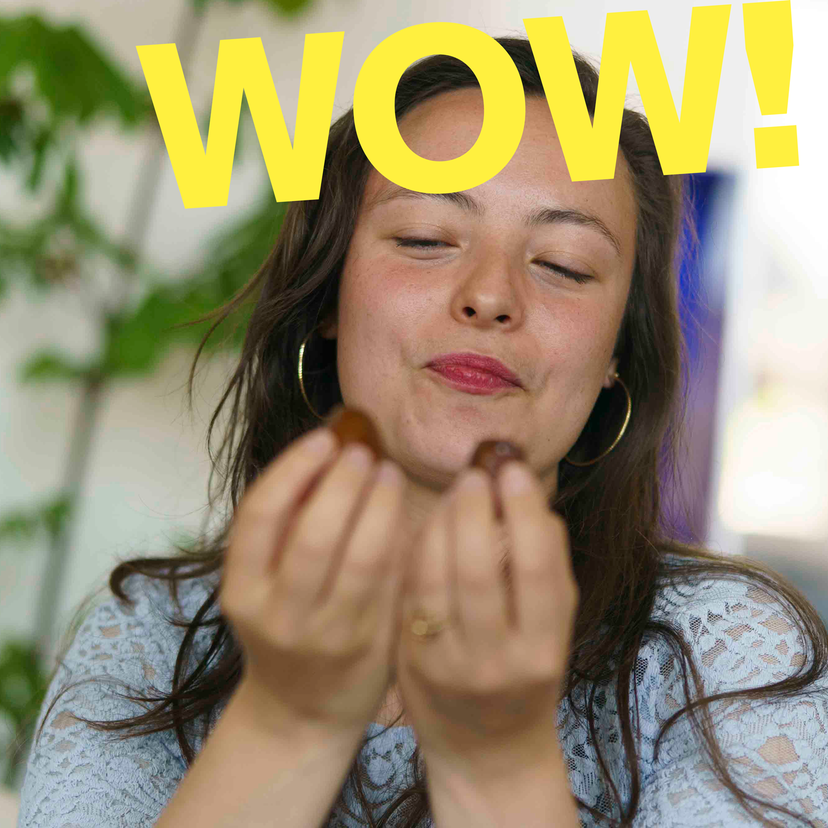 woman discovers the taste of fresh dates