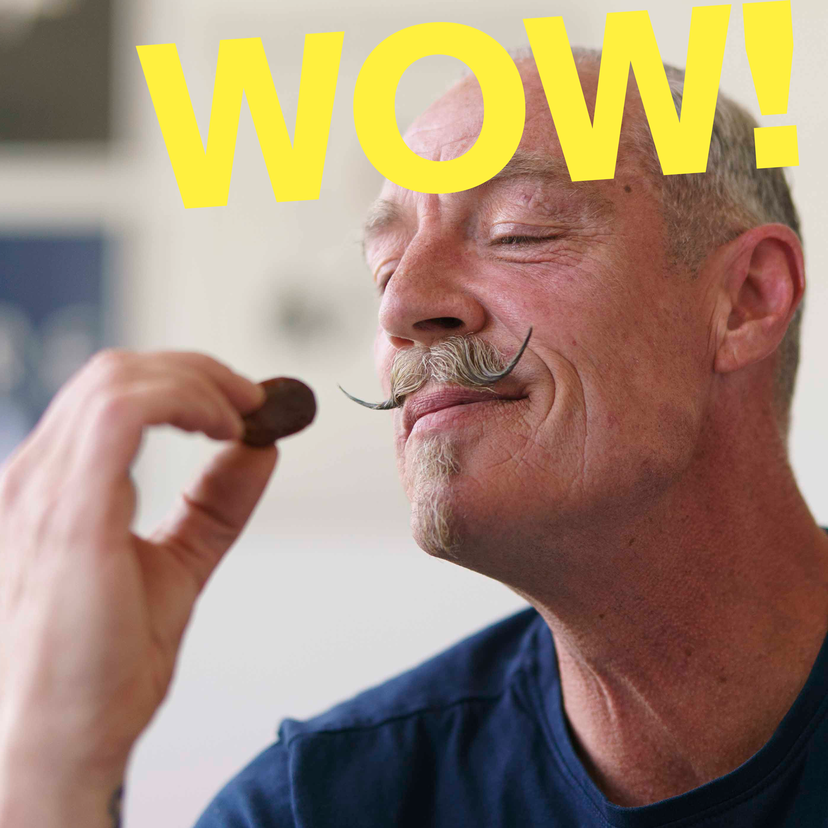 man eats a date